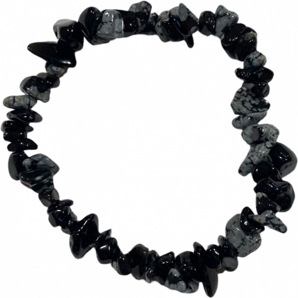 Obsidian - Snowflake - Crystal Chip Bracelet
